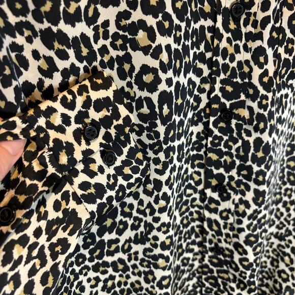 Equipment Femme Leopard Print Satin Button Down Shirt - size Small - Picture 3 of 6